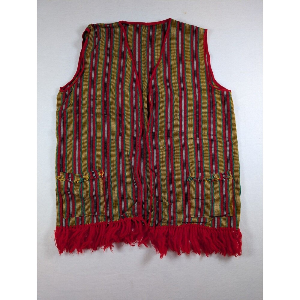 Vtg Multi Color Hippie Fringe Vest Great Condition! See Measurements - Picture 1 of 5